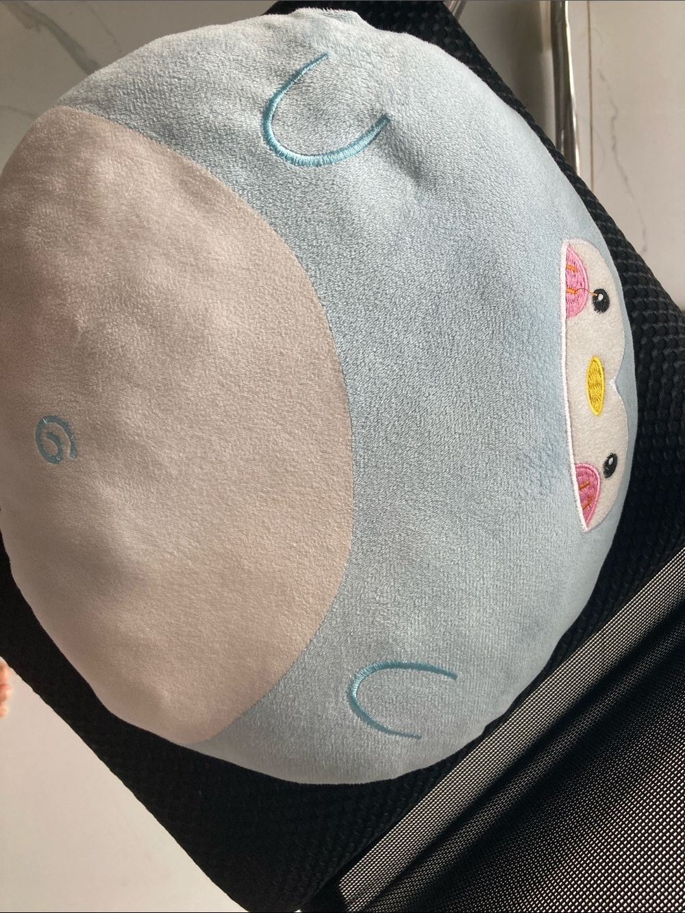 Blue Plush Penguin Face Pillow